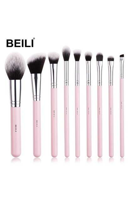 Set de 9 pensule de machiaj roz