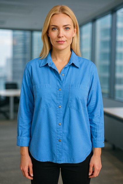 Women's Elegant Snap Closure Plus Size Oversized Shirt