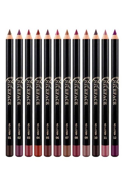 12-Piece Waterproof Lipliner Pencil Set Multicolour