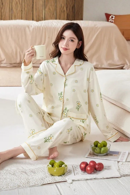 Women's Pajama Set Breathable Fabric Women Home Night Lounge Pajama Set