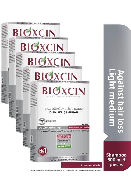 Classic Anti-Hair Loss Shampoo Genesis for Dry-Normal Hair 300 ml 5 Pieces