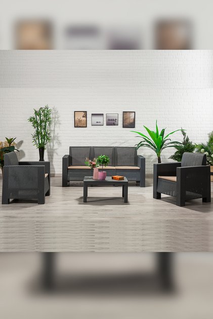 Aksu 3+1+1+s Balkon&teras Bahçe Mobilyası / Antrasit