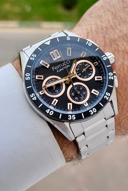 Kadranı Siyah Kordonu Gri Renk Ayarlanabilir Kordonlu 43 mm Fonksiyonlu Erkek Kol Saati
