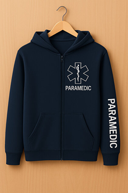Paramedic Hooded Fleece, 112 Emergency Health Fleeces, Unisex, Navy Blue 3 Thread
