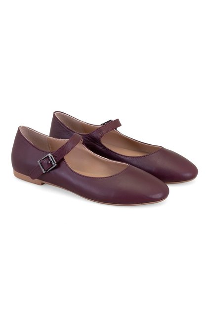 Balerini din piele Mary Jane de damă bordeaux