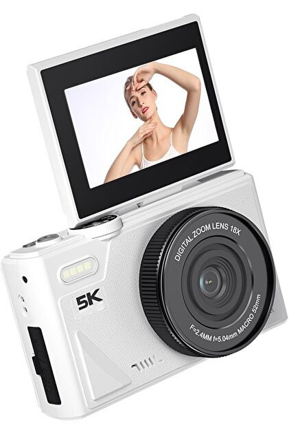 KAZEMTECH 5K Dijital Retro Video Kamera 75MP 18X Zoom Flaşlı (64GB
