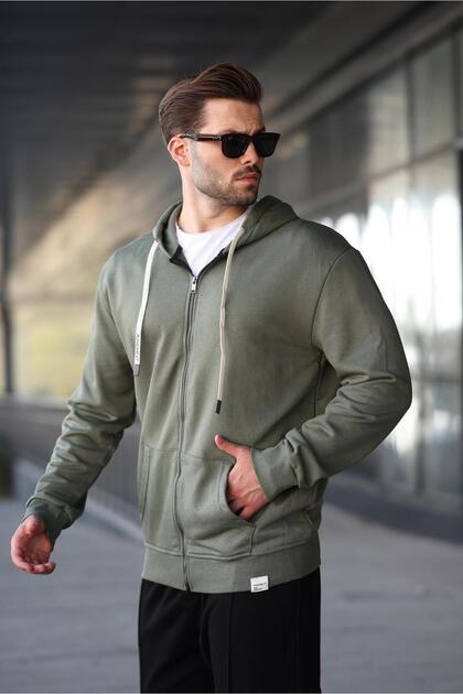 Madmext Haki Yeşili Fermuarlı Kapüşonlu Sweatshirt 6161 - Fiyatı