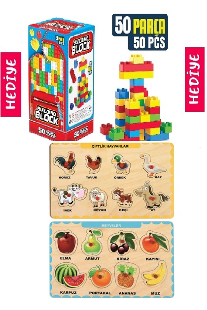 MAKETÇİNİZ 2 Adet Ahşap Tutmalı Puzzle Yapboz Puzzle Seti + Hediye