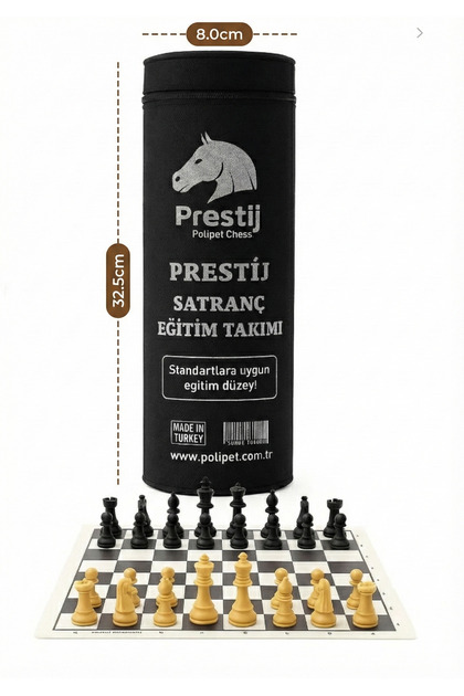 Prestij Rulo Satranç Takımı, Biala Derisi Rulo, Plastik Taşlı, Okul Satranç Eğitim Takımı