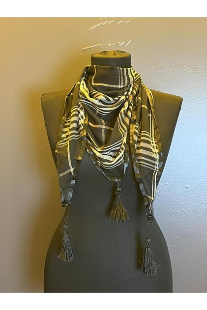 Design Plaid Patterned Pashmina Shawl Neck Collar