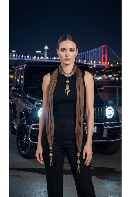 Necklace Scarf Design Beaded Neck Tie Necklace Women's Scarf