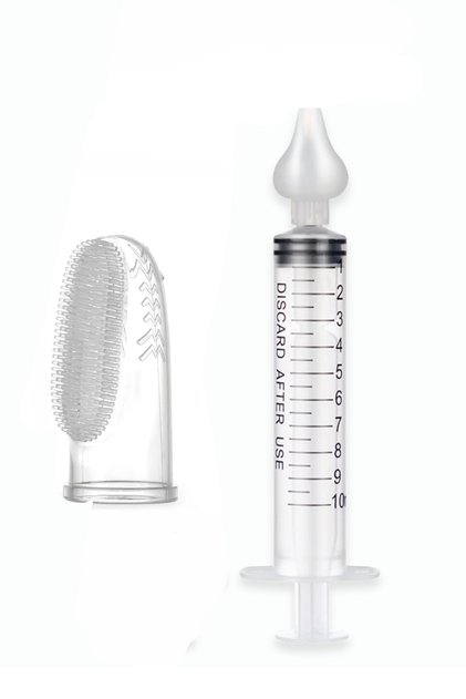 Tooth and Gum Scratching Finger Baby Nasal Syringe Set Nasal Irrigation Aspirator and Teether