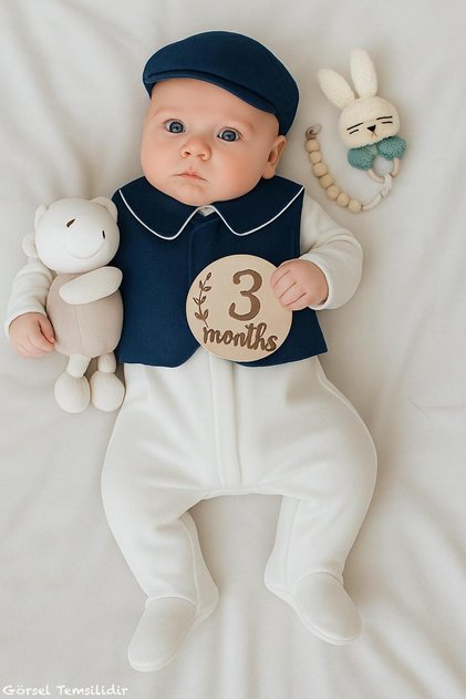 Newborn Baby Boy Special Occasion Romper Set with Hat, Cotton, Vest Set 3-Piece Hospital Discharge Set