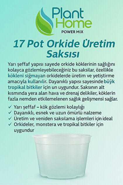 plant-home 17 Pot Orkide Üretim Saksısı - Tropikal Bitki ve Köklü