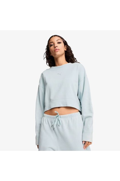 Dare To Relaxed Washed Crew Kadın Mavi Sweatshirt