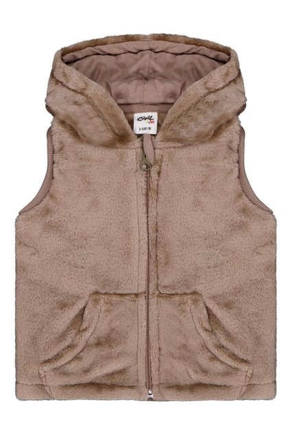 6-18 Months Vest with Hood and Ears - Brown 6-9 Months