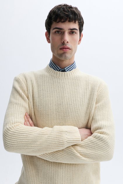 Men's Off-White Crew Neck Knit Sweater