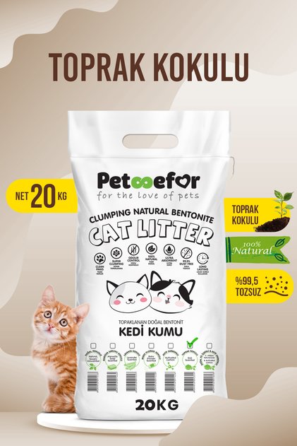 20 KG Toprak Kokulu Yeni Nesil Organik Kahverengi Kedi Kumu