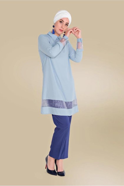 Transparent Tulle Detail Tunic 40480