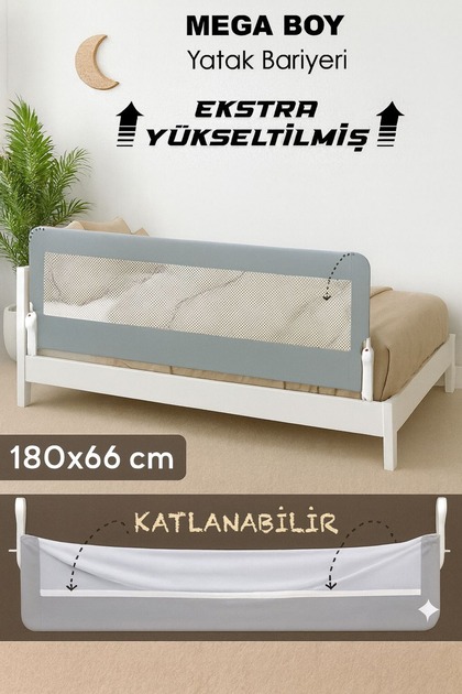 180 Cm Bebek Yatak Bariyeri - Büyük Boy Güvenlik Bariyeri Koruyucu Bariyer