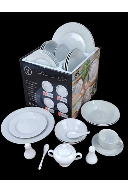 47-piece porcelain breakfast set - plain round shape ar4001