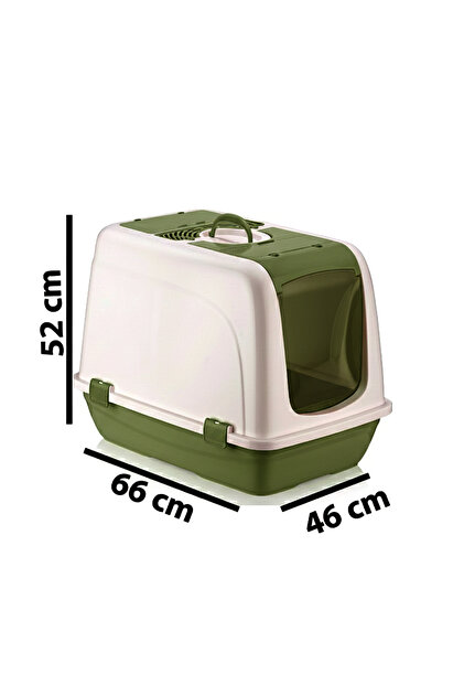 Petozi Kapalı Büyük Boy Kedi Tuvaleti XXL 52x66x46cm Elekli Paspas