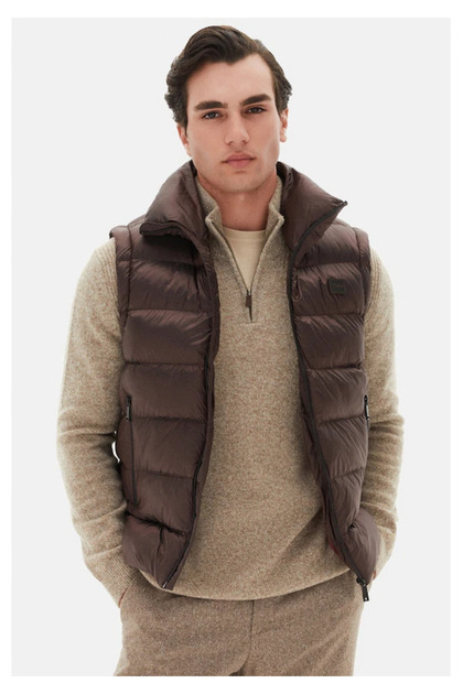 Slim Fit Bordo Düz Yelek Mont
