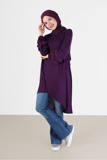 Salaş Tunic with Striped Feather Detailed Sleeves 41234