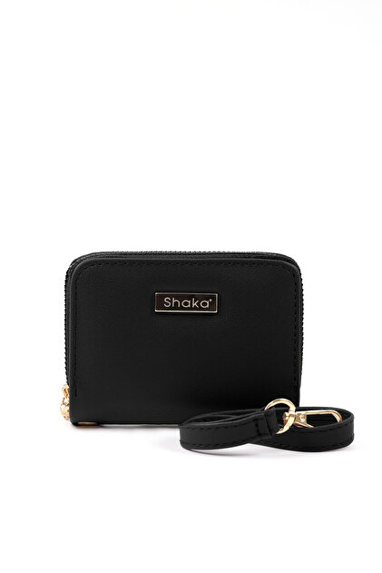Black Shk266 Faux Leather Wallet with 9 Compartments, Zipper Closure, Card Holder and Coin Compartment