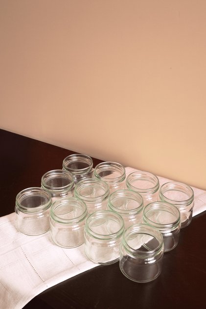 Home Set of 12 300 ml Glass Jars Without Lid