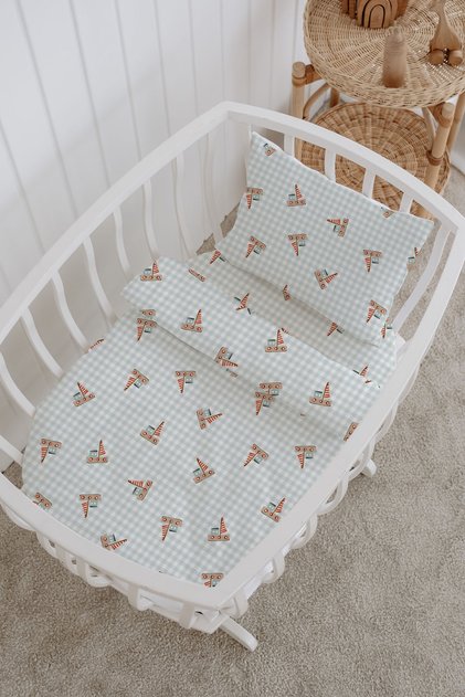 100% Cotton Poplin Mother's Side Crib Bedding Set 60X100 cm - Pötikare Yelkenliler