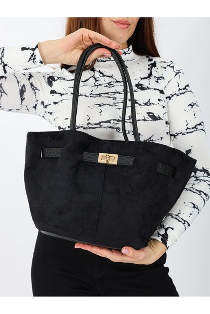 Genuine Suede Leather Satin-Lined Steel Accessorized Sedat Çakan Women's Hand Shoulder Bag