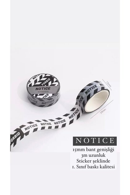 Washitape Sticker / 3-Pack Warning—Notice—Number (15Mmx3M—15Mmx3M—20Mmx3M)