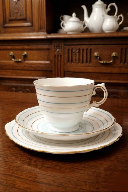 Royal Vale Striped Antique Porcelain Tea Cup 3 Pieces 150 ml