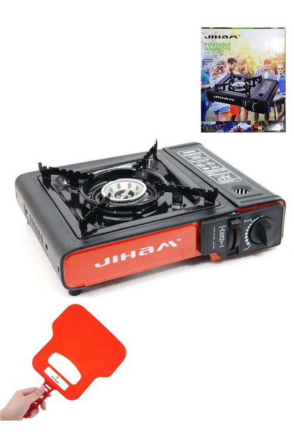 Portable Outdoor Camping Gas Stove and BBQ Hand Fan, Single Burner 34 x 25.5 cm