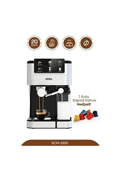Sinbo Scm 2995 -Kapsül Kahve Aparatlı Inox Espresso Makinesi