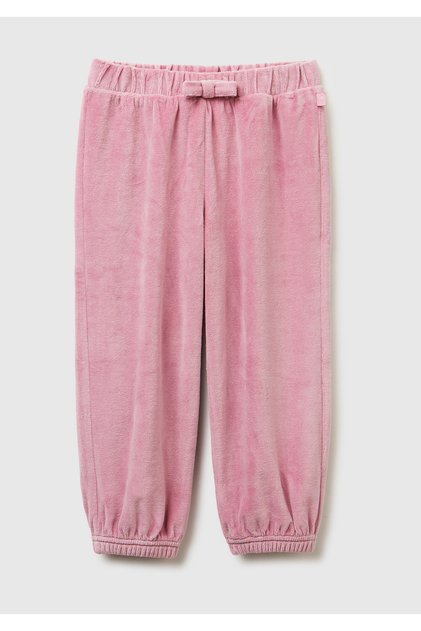Girl's dusty rose logo-labelled tracksuit bottoms with bow detail and elasticated cuffs.