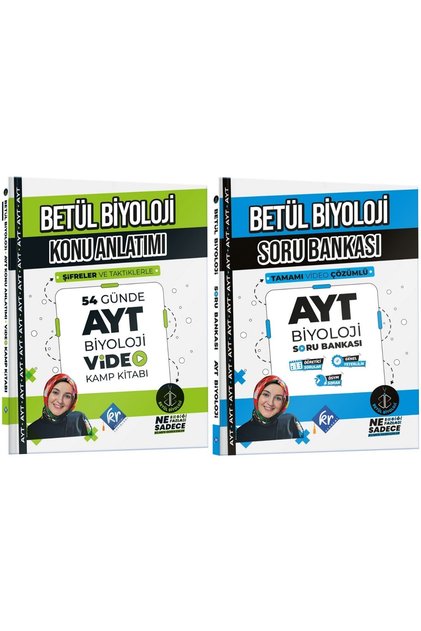 Betül Biyoloji 54 Günde AYT Biyoloji Video Kamp Kitabı & Soru Bankası Seti