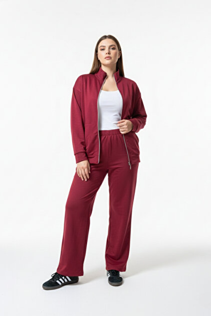Two Thread Zippered Kangaroo Pocket Tracksuit Set