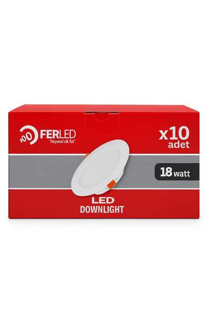 Ferled 18W LED Downlight Panel 10'lu Set 6500K Beyaz Işık | Yüksek