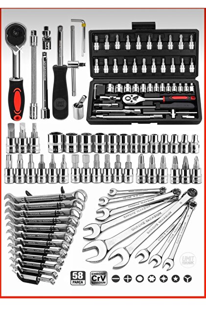 RUBİKOM 58 Parça 46 mini Lokma takımı Otomatik Cırcırlı 1/4 “ 12