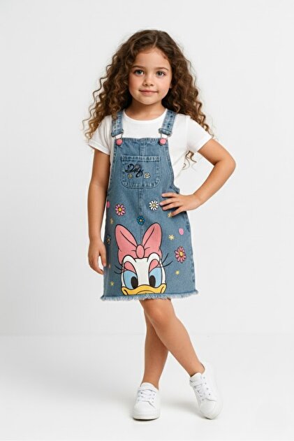 cute dungaree dress Dungaree Dress with Frilly Straps in Denim for Babies