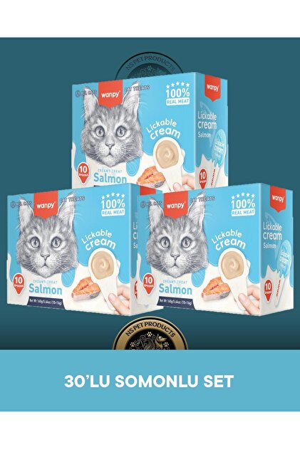 ★コタイサヤギクリーム★ Wanpy Lickable Cream Somonlu Kedi Ödül Maması 30x16 gr - Fiyatı