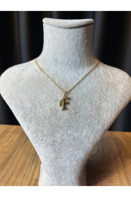 Letter F Lacquer Coated Gold Tarnish-Free Chain Necklace