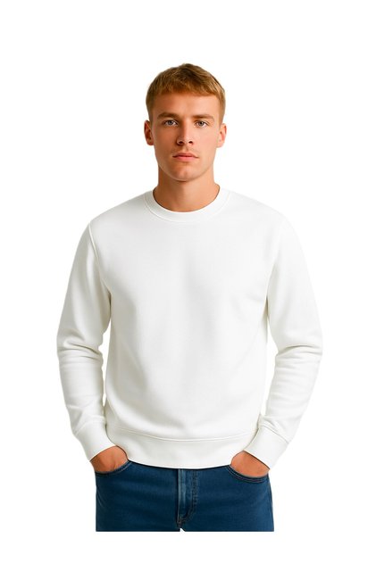 Oversize Erkek Beyaz Sweatshirt %100 Pamuklu