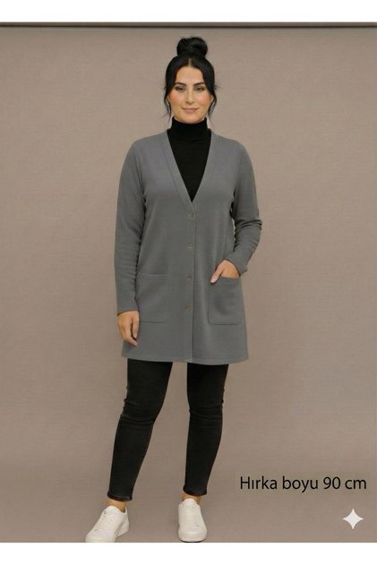 Season's Favorite Long Cardigan with Rescue Pockets and Buttons (90 cm)