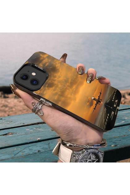 iPhone 11 Compatible Airplane Print Dirt-Resistant Phone Case Mk01A