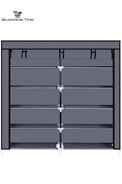 7-Layer Double-Row Non-Woven Shoe Rack, Large Capacity, Simple Assembly, Space-Saving,