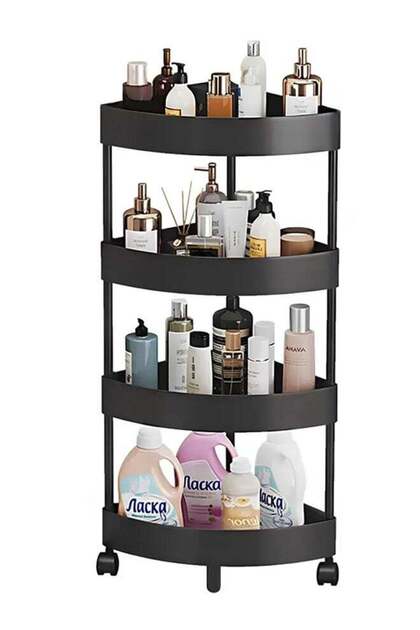 4-Layer Corner Rack, Hollow Design, No Water Accumulation, Black