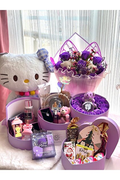 Ahsen Collection Luxury mor hello kitty maksi boy hediye seti